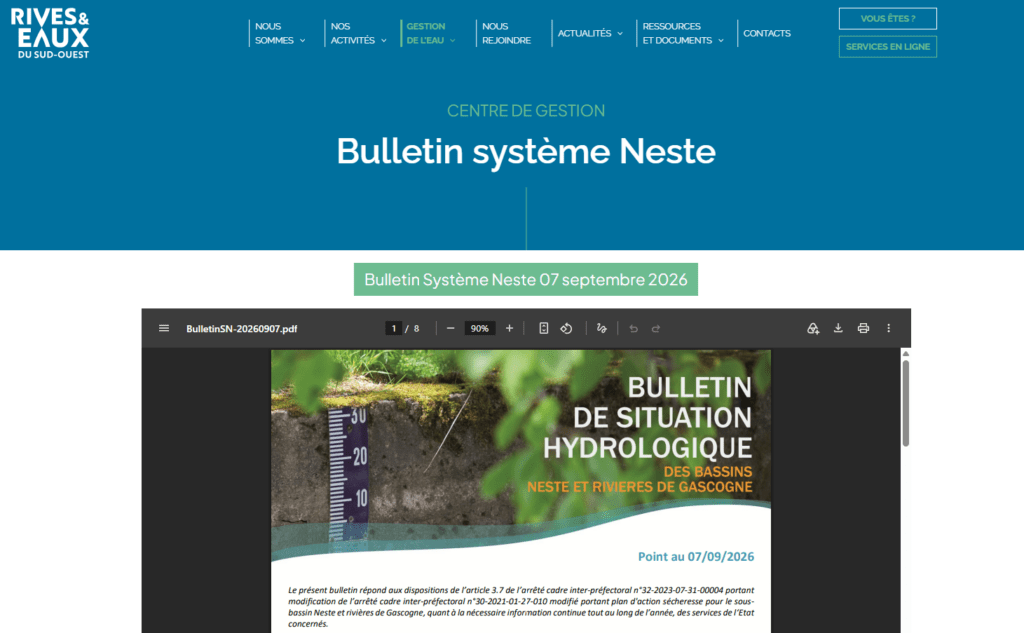 Capture d'écran Bulletin système Neste